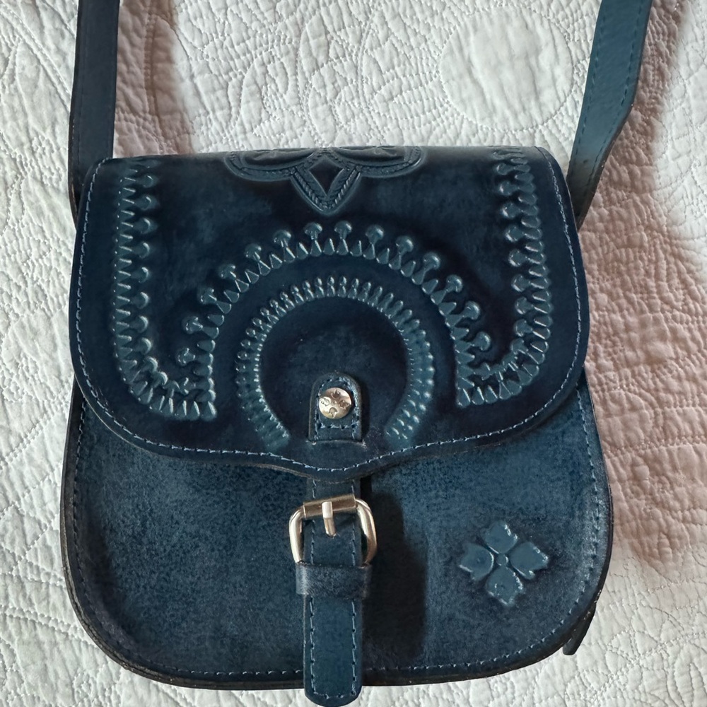 NWT Patricia Nash Leather Crossbody Indigo Blue Small Saddlebag